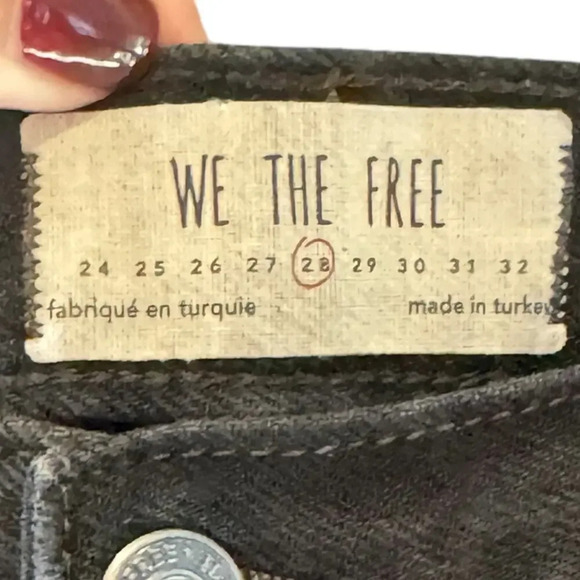 Free People We‎ the Free Maggie Distressed Frayed Hem Button Closure Black Pants - Picture 3 of 7